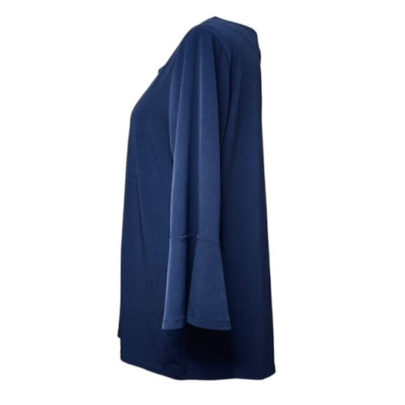 CHICO'S Navy Lace Up Bell Sleeve Blouse - Size Large - Picture 2 of 8